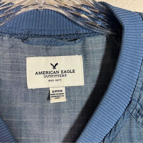 American Eagle Outfitters Blue Denim Chambray Zip Up Jacket Women's Small - Picture 2 of 6